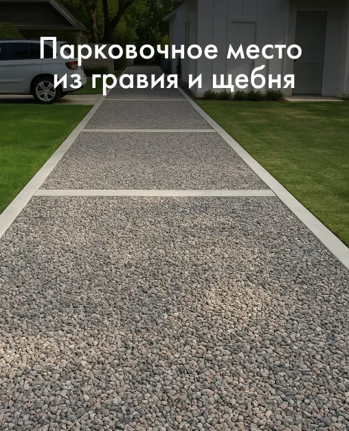 Парковочное место для авто из гравия и щебня
