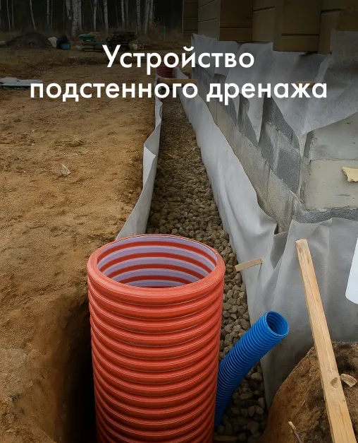 Устройство подстенного дренажа